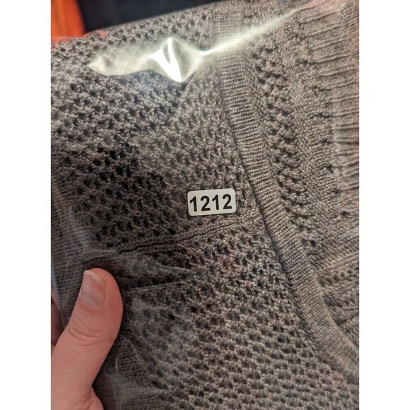 Lane Bryant Gray Sleeveless Sweater Open Knit Crochet Trim Size 14-16 - Picture 13 of 14